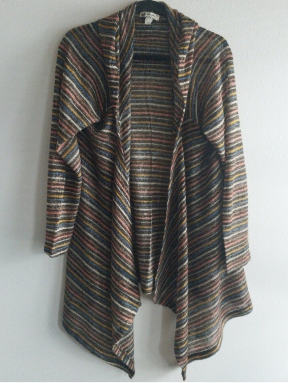 Unity World Wear Striped Open Front Hooded Cardigan Sweater XL